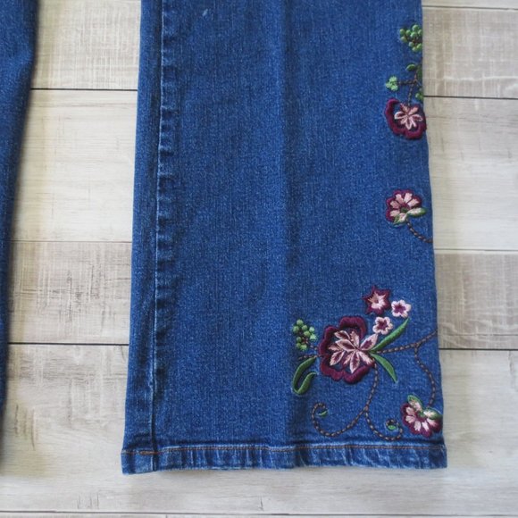 Chadwicks Floral Embroidered Blue Jeans - Picture 2 of 7